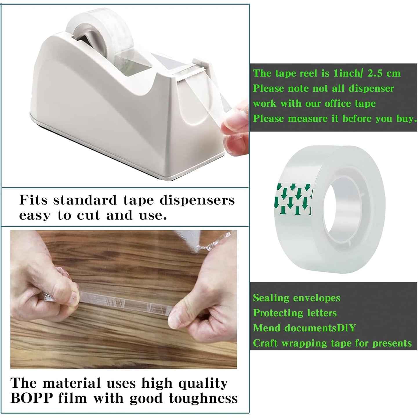 12 Rolls Transparent Tape Refills Rolls Each Rol 1 inch Corel 3/4 x 980 Inches,for School,Office, Home.