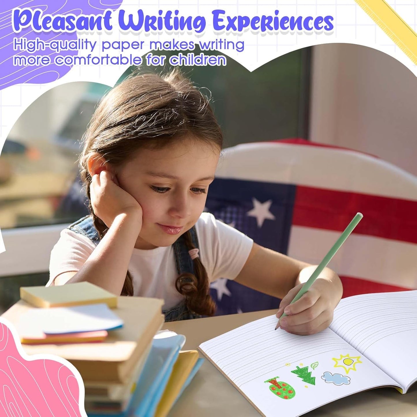 Henoyso 10 Pcs 120 Pages Primary Composition Notebooks K-2, Primary Journal Grades K-2, Writing Journal Practice Notebook for Kids in Preschool, Kindergarten, Back to School Supplies (Stylish)