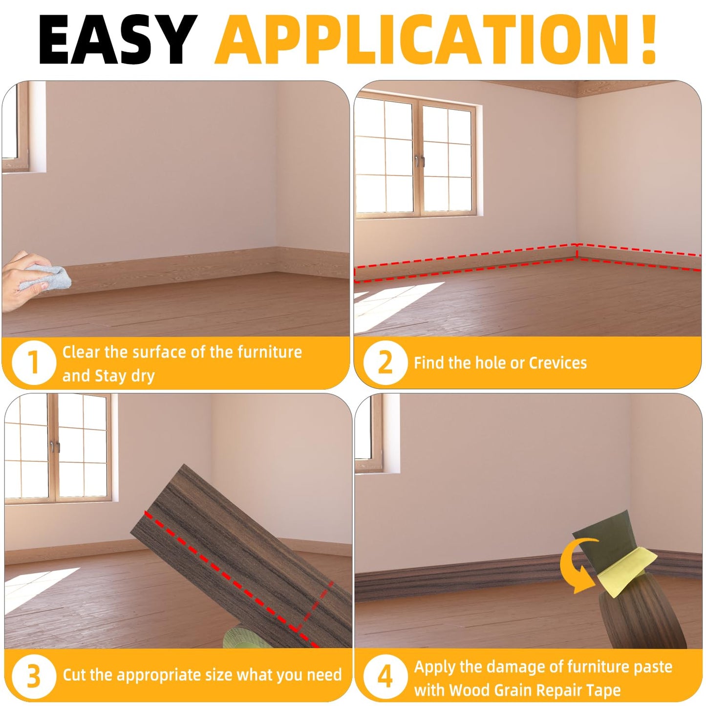 GSCIT Club Walnut Wallpaper, 2.4 inch X 25ft Self Adhesive Wood Grain Repair Tape Walnut Repair Patch for Tables, Chairs, Baseboards, Doors, Windows, Floors, Handicraft DIY.