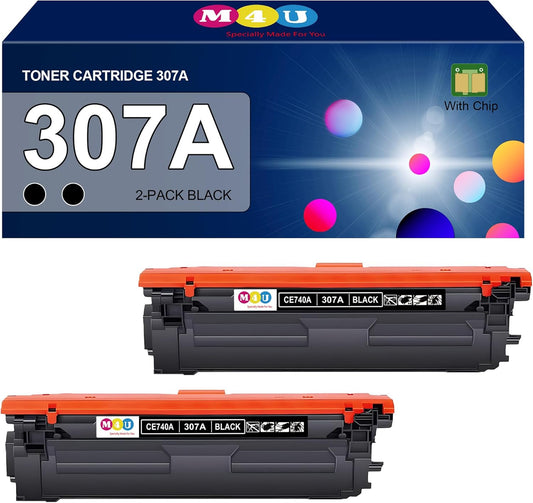 307A Black Toner Cartridge 2 Pack (with Chip) Compatible with 307A CE740A Toner Cartridges, Working with Color Professional CP5225 CP5225n CP5225dn Printers(2 Pack, Black)