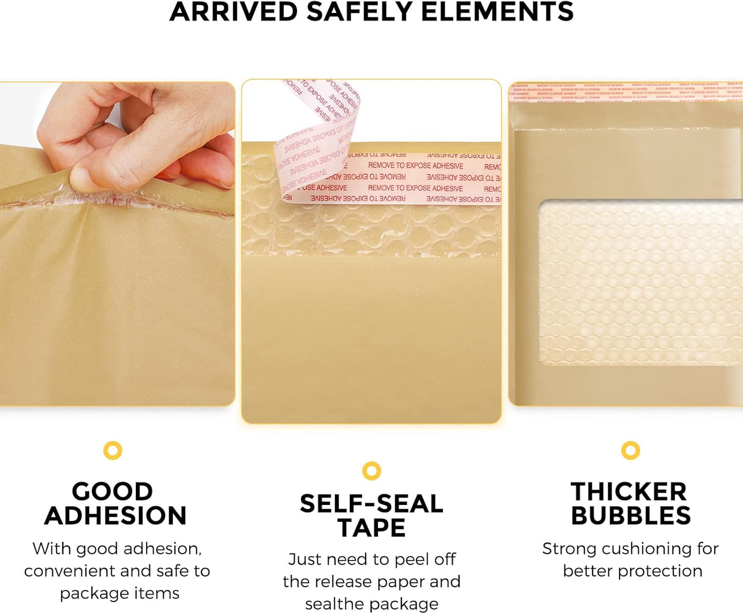 Fuxury Kraft Bubble Mailer 4x8 Inch 50 Pack,Strong Adhesion Padded Envelopes,Self Seal Bubble Envelopes, Waterproof Cushioned Mailers Packaging for Small Business，Bulk #000 Brown