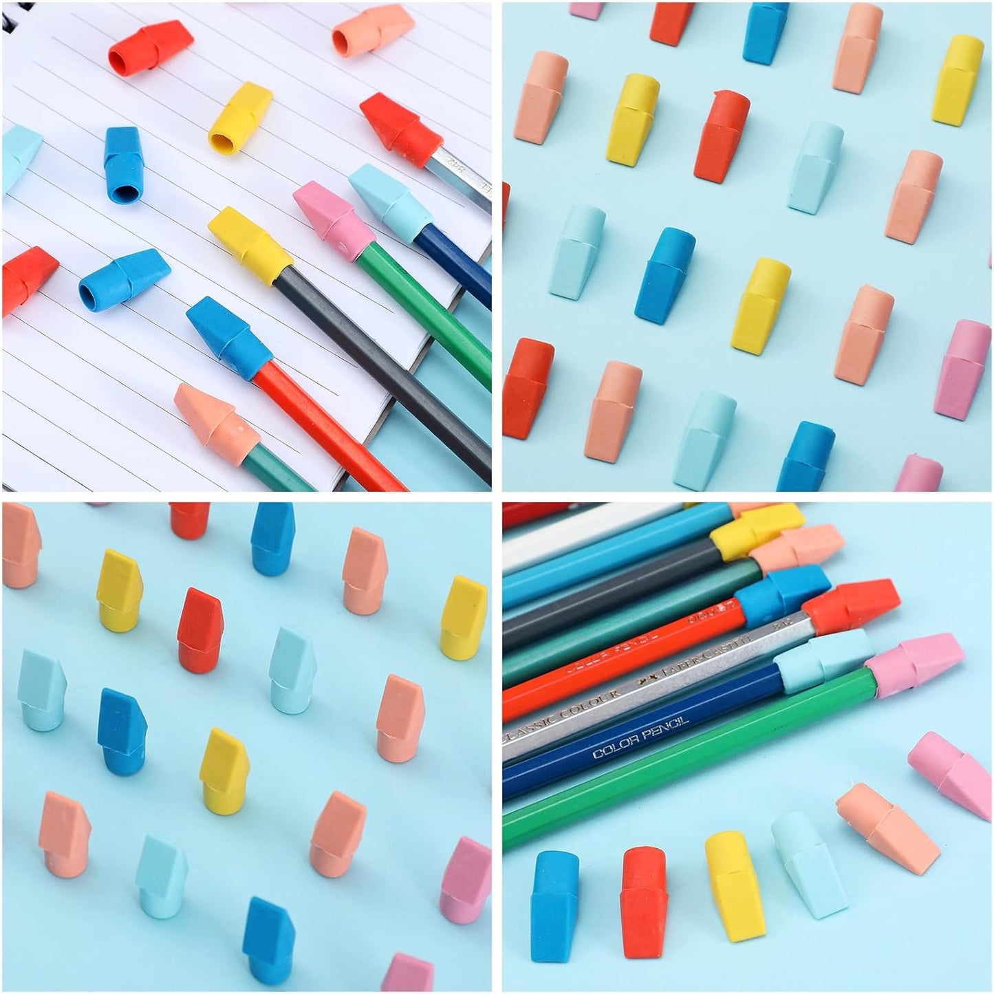 240 Pcs Pencil Top Erasers Cap Bulk Cute Pencil Toppers Erasers School Office Supplies for Students Teachers Art School Office Classroom Supplies(Bright Colors)