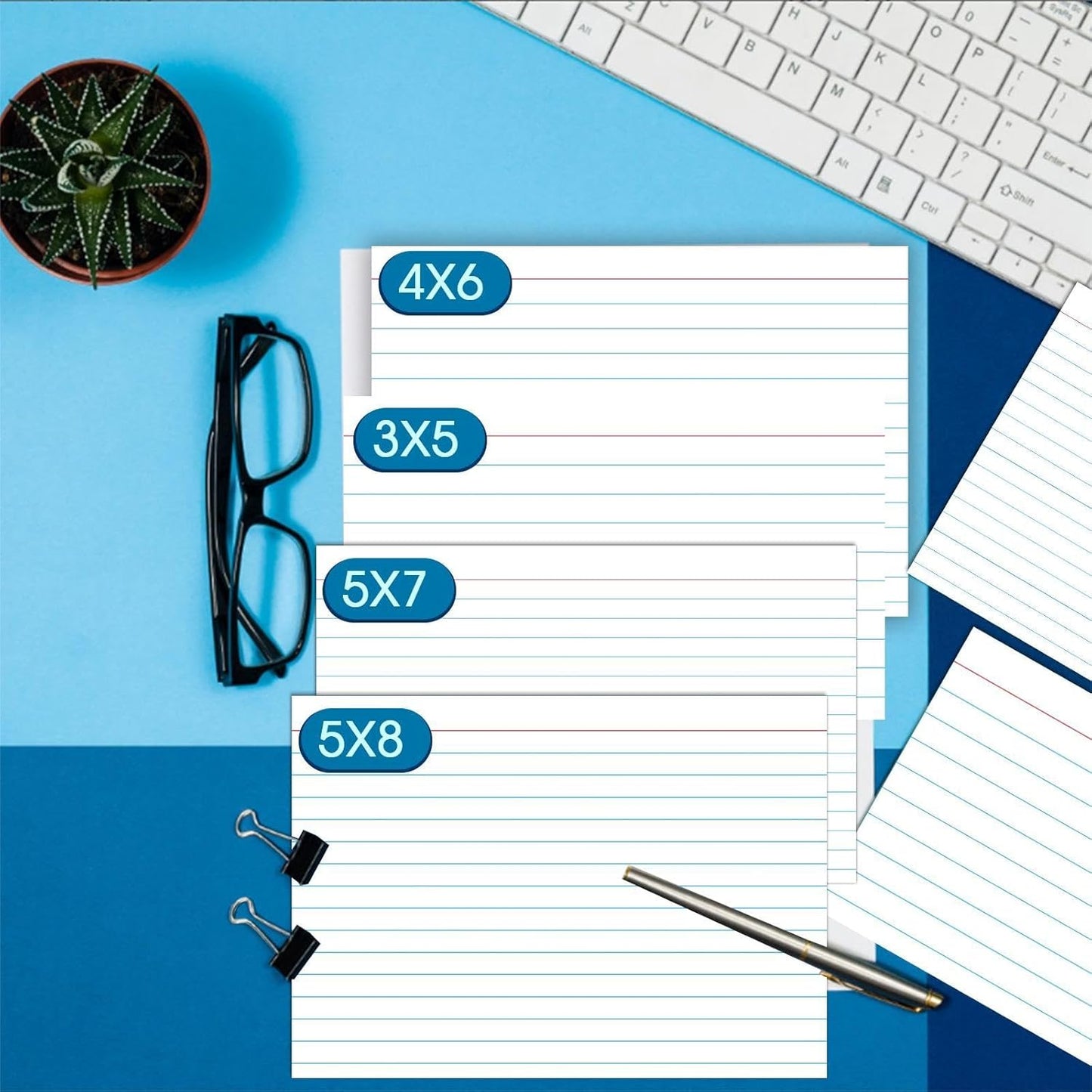 Index Cards 5x8, Ruled Index Cards, Flash Cards for Studying, White Index Cards, File Note Cards, Study Cards, Flash Cards, Study Cards, 100 Pcs Lined Index Flashcards for Office and School Supplies