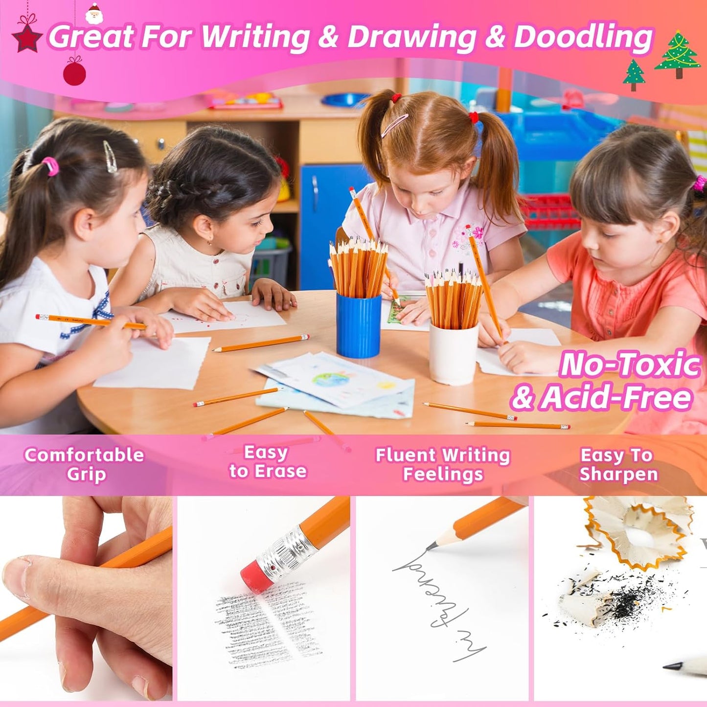 360 Pack #2 Pencils Bulk, Back to School Supplies, Sharpened Number 2 HB Yellow Pencils for School Classroom College Essentials Teacher Office Accessories, Writing, Drawing, Sketching, with Erasers