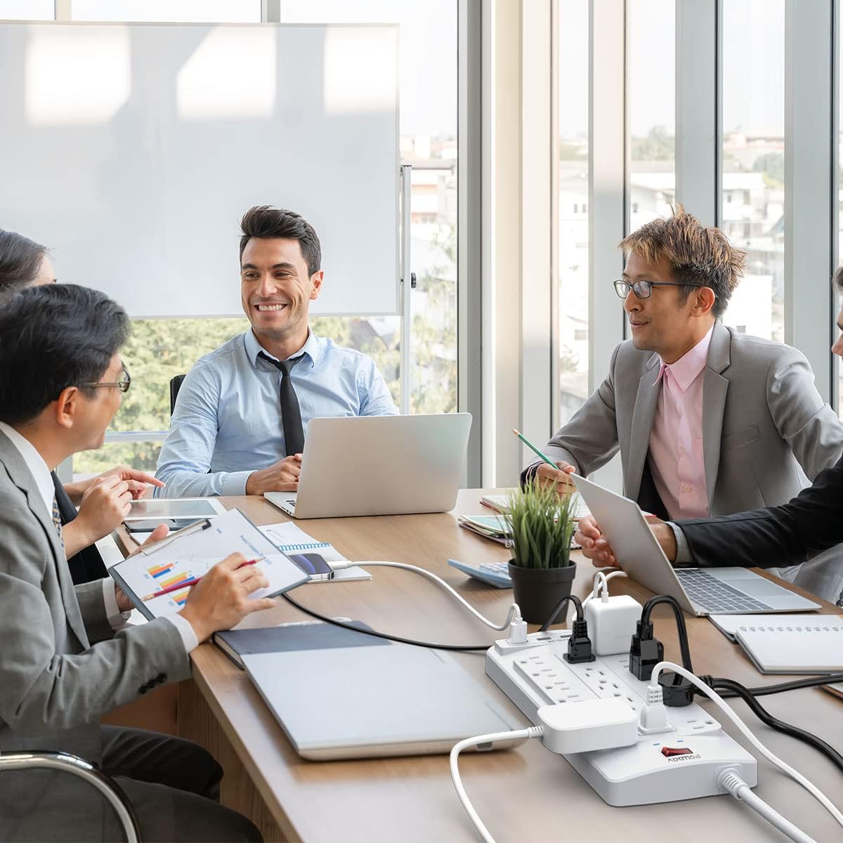 18 Outlets Surge Protector Power Strip - 20 Feet Flat Plug Heavy Duty Extension Cord with 18 Widely Outlets and 4 USB Ports, 2100 Joules, White, ETL Listed