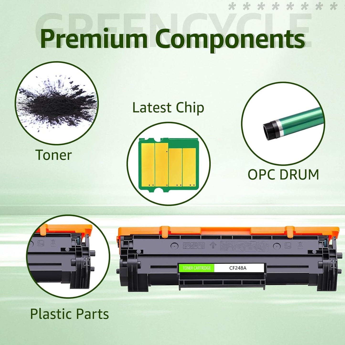 greencycle Compatible 48A Toner Cartridge Replacement for HP 48A CF248A Toner Cartridge for Pro M15w M15a M16w M16a MFP M28w M28a M29w M29a M30w M31w Printer (4 Black)