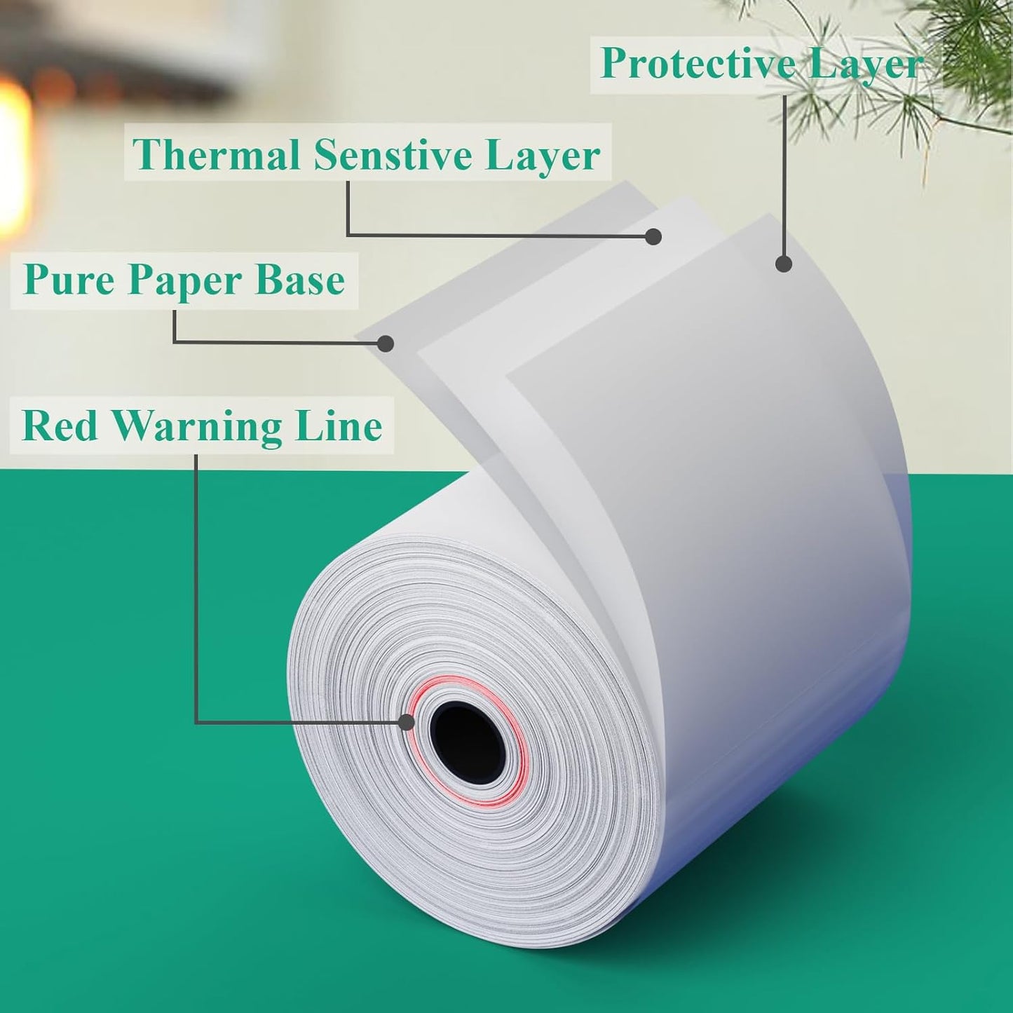 3 1/8" x 230' Thermal Paper Receipt Rolls, Premium Quality Thermal Printer Paper Compatible with Most POS Systems, Cash Registers，Credit Card Paper（10Rolls）