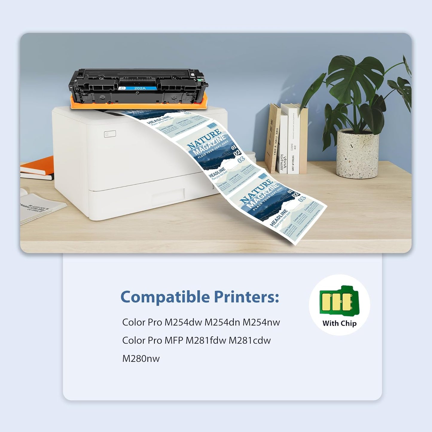 202A Toner Cartridges 4 Pack Compatible for Color Laserjet Pro M281fdw Reaplacement for HP202A Set High Yield with M254dw M254nw MFP M281cdw M280nw M281fdn Printer (Black/Cyan/Magenta/Yellow)