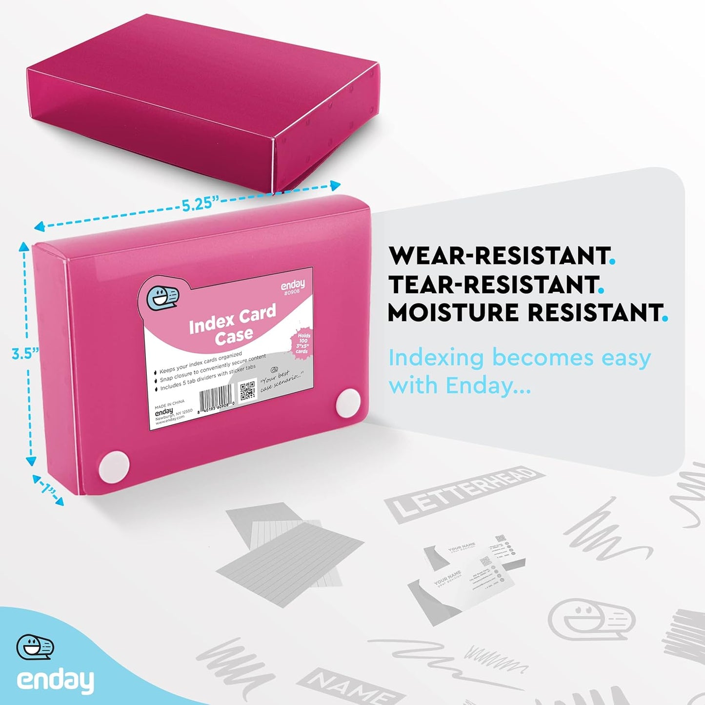 3" X 5" Index Card Case Holds 100 Cards Includes Business Card/Index Holder and 5 Tab Dividers Comes in Assorted Color – (Pack of 12) By (Emraw)