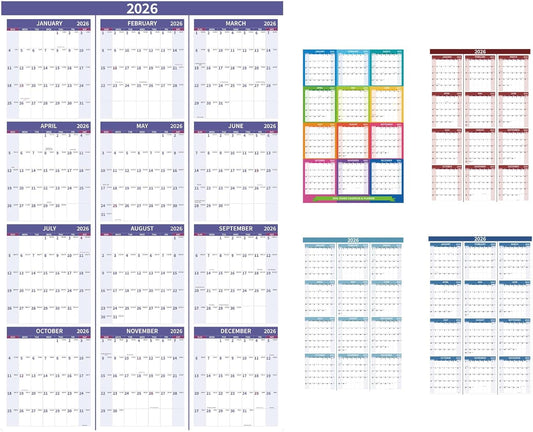 2026 Wall Calendar 34.8" x 22.8" Large Vertical Yearly Wall Hanging Calenda with Julian Date Thick Paper Calendar 12 Month Annual Wall Planner for Wall Office Fridge(Purple)