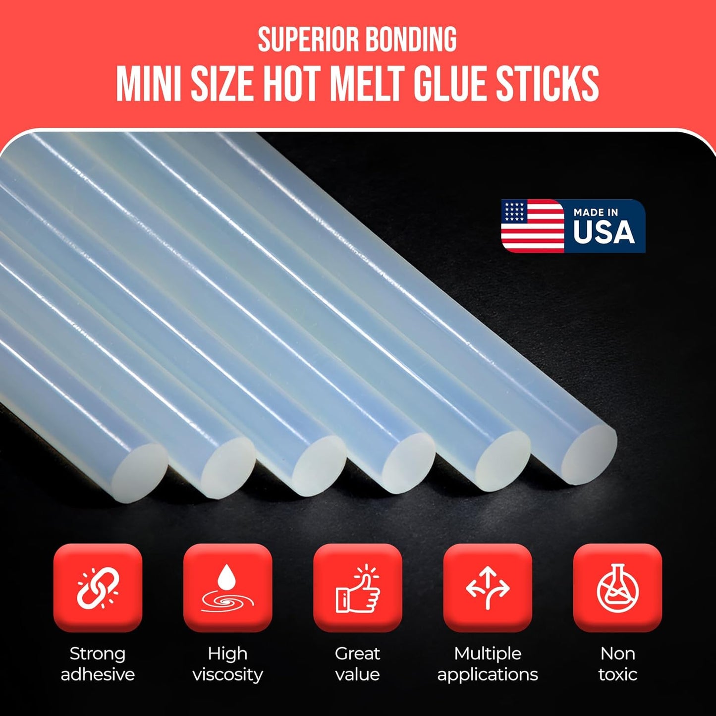 GlueSticksDirect Mini Size Hot Melt Glue Sticks for Glue Gun - Bulk 4in Army Green Glue Sticks - Great for Art Craft Repairs & Compatible w/Most Glue Guns - 5/16" X 4" (24 Sticks) - Made in USA