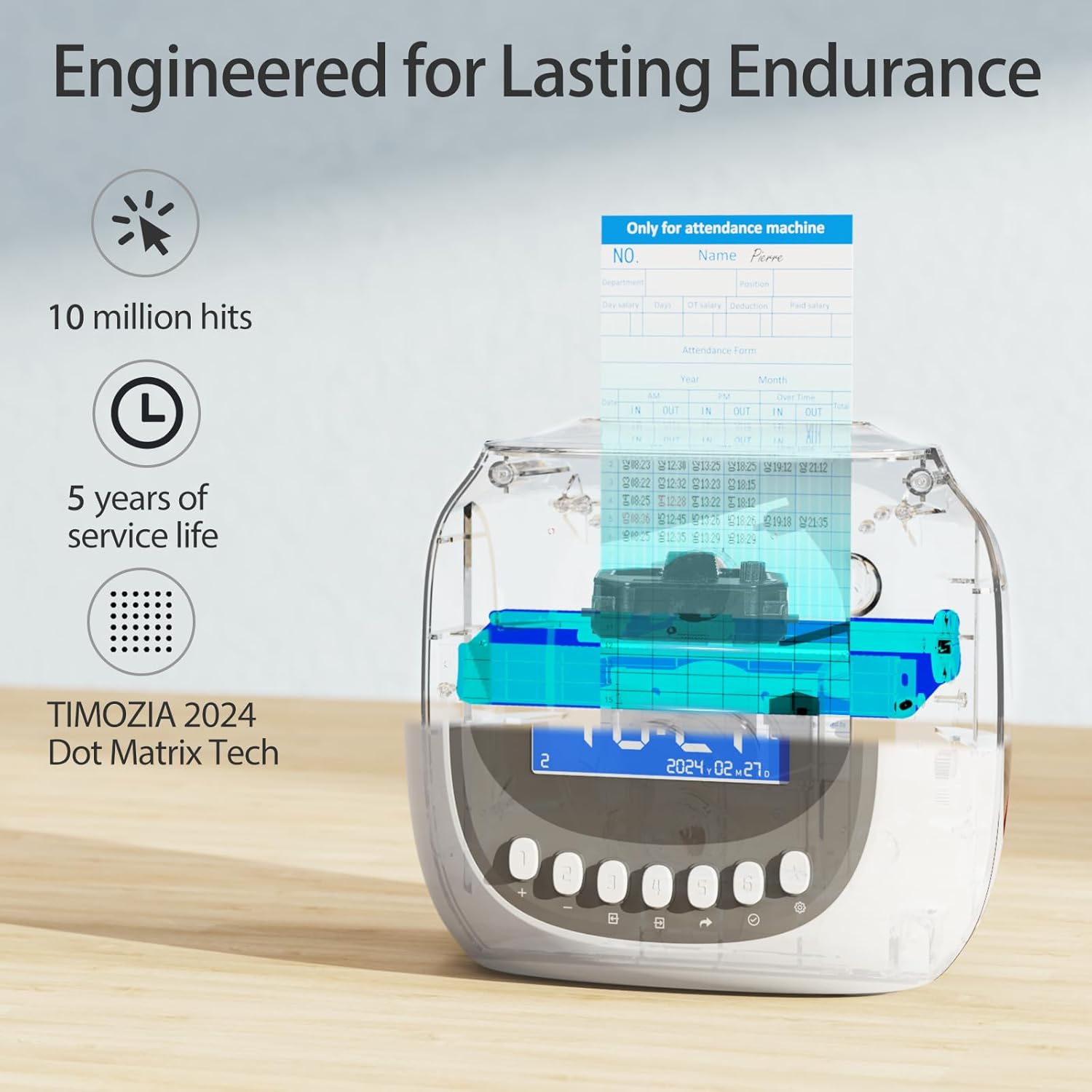 Time Clocks for Employees Small Business, Auto-Align Time Clock, 6 Punches per Day Time Machine, Clock in Machine for Employees with 100 Time Cards, 2 Ink Ribbons and 4 Racks(Military time)