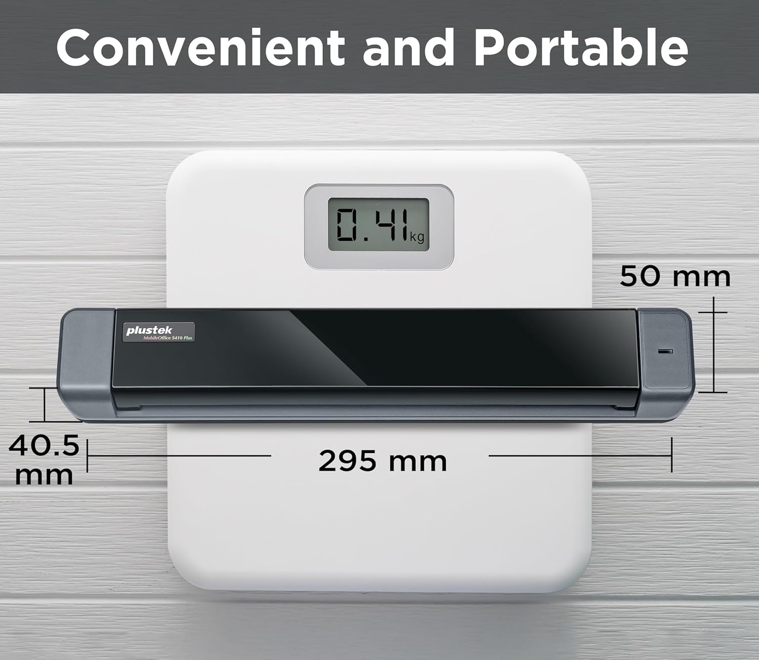 Plustek Mobile Scanner S410 Plus - Portable Sheet-Fed Document Scanner - for Windows 7 / 8 / 10 / 11, Featuring Button-Free Scanning with Included OCR Software
