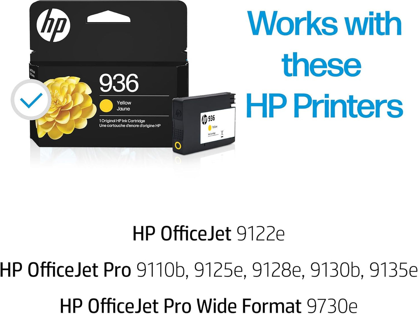 HP 936 Yellow Ink Cartridge | Works OfficeJet 9120 Series, OfficeJet Pro 9110, 9120, 9130 Series, OfficeJet Pro Wide Format 9730 Series | Eligible for Instant Ink | 4S6V1LN