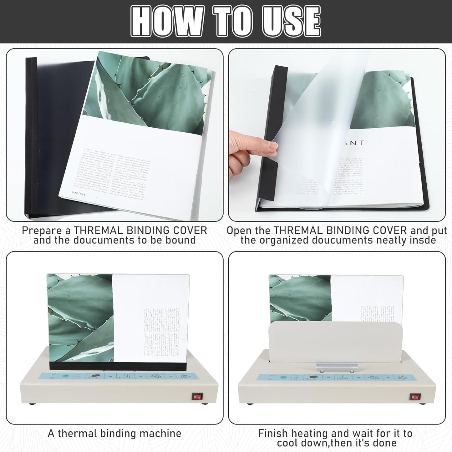 10 Pcs Thermal Binding Covers, 8.5 x 11 Inch Letter Size, 1 Inch Spine Holds 240 Sheets, Clear Front Paper Back Report Cover Suitable for Schools Offices Presentation(Black)