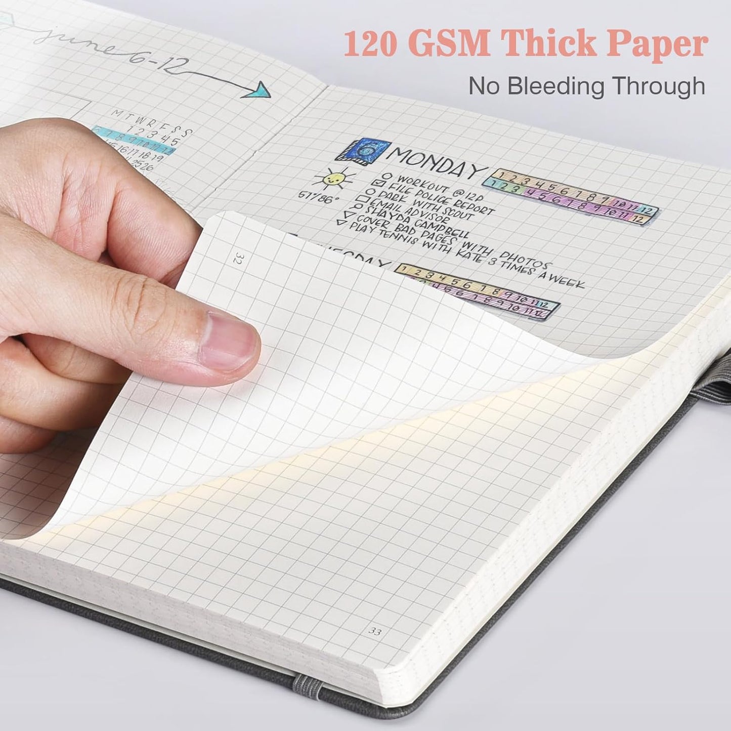 Graph Paper Notebook 3 Pack, A5 Grid Notebook Journal with Index Pages, Graph Notebook with 120gsm Paper, Leather Journal for Writing, Grid Paper Notebook for Work, School Supplies, Math,5.75" x 8.38"