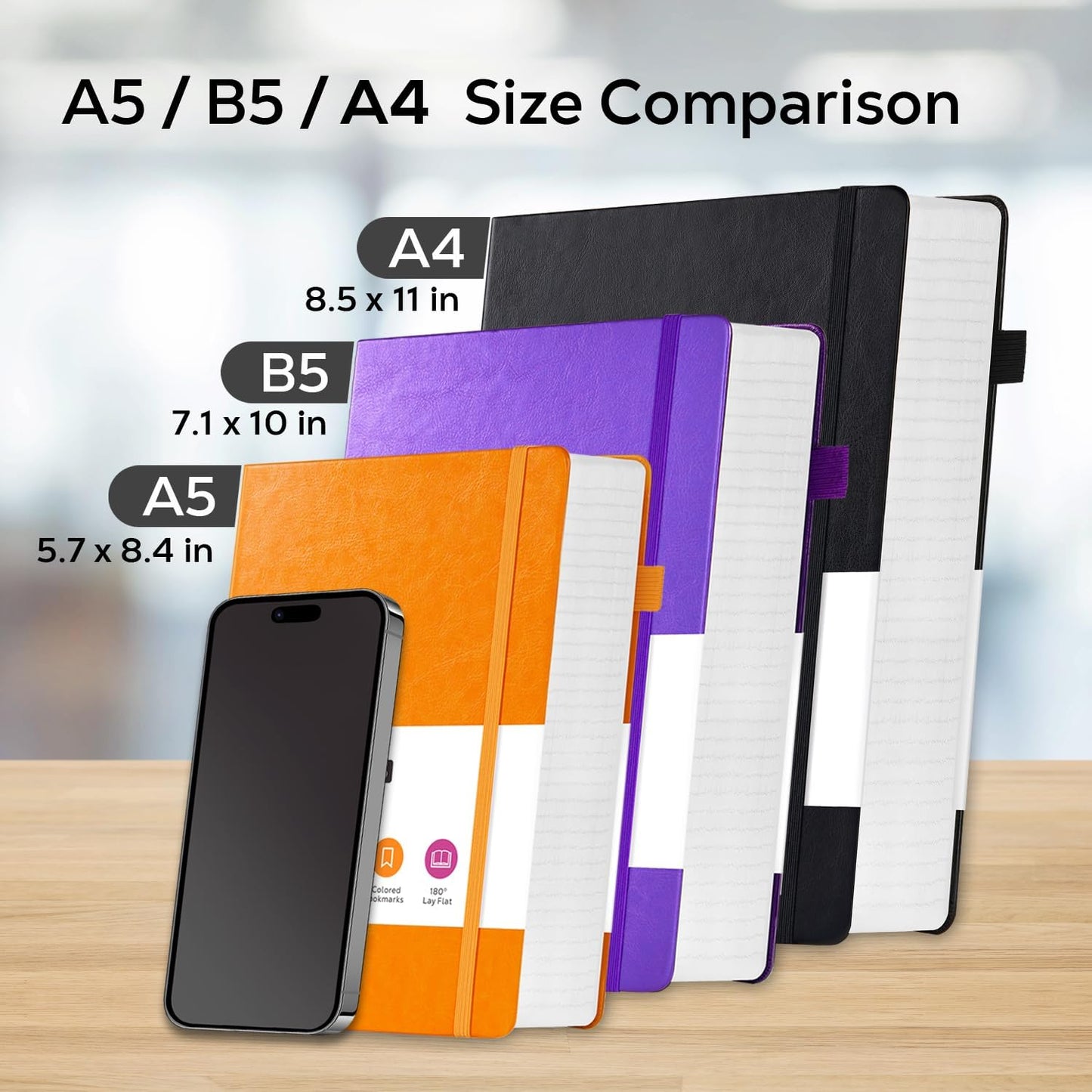 Hardcover Journal Notebook 8.5 x 11, 320 Pages Large A4 Notebook Journal College Ruled for School Work, Big Leather Journal for Writing Women Men, 100Gsm Lined Paper, Blue