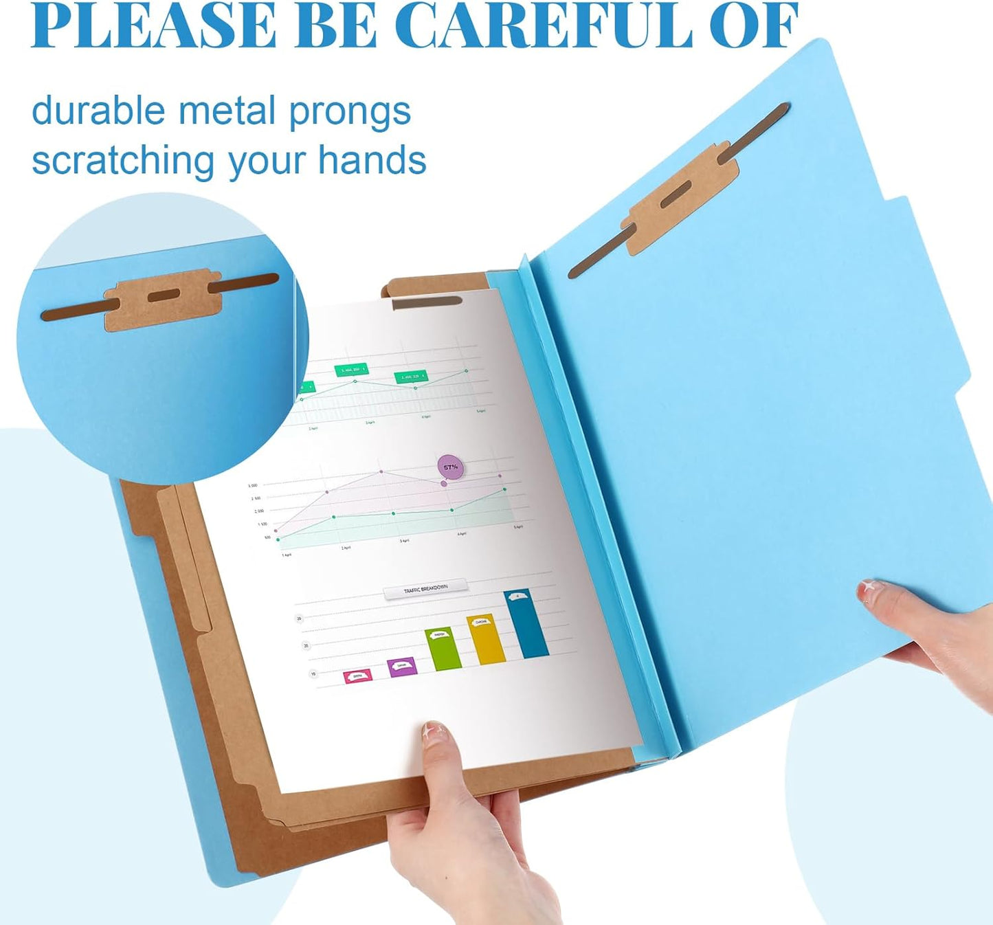 24 Pcs Classification Folders Letter Size, 3 Divider Pressboard File Folder with Fasteners, Expanding File Organizer Bulk for Teachers, Clergy, Office, Church, Christmas Donations (Blue)