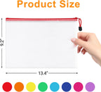 64Pack Mesh Zipper Pouch Bags, Waterproof A4 Letter Size Document Zipper Pouches for Storage, Teacher School, Toys, Puzzle, Office, 8 Colors