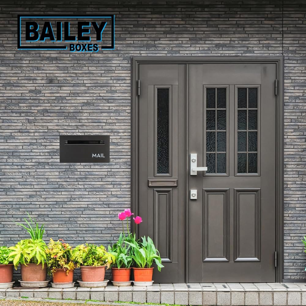 Brick-in Chute Through The Wall Stainless Steel Mailbox - Modern Architectural Locking Design - 8.75" H x 15.75" W - Enhance Your Home with The Melton from Bailey Boxes