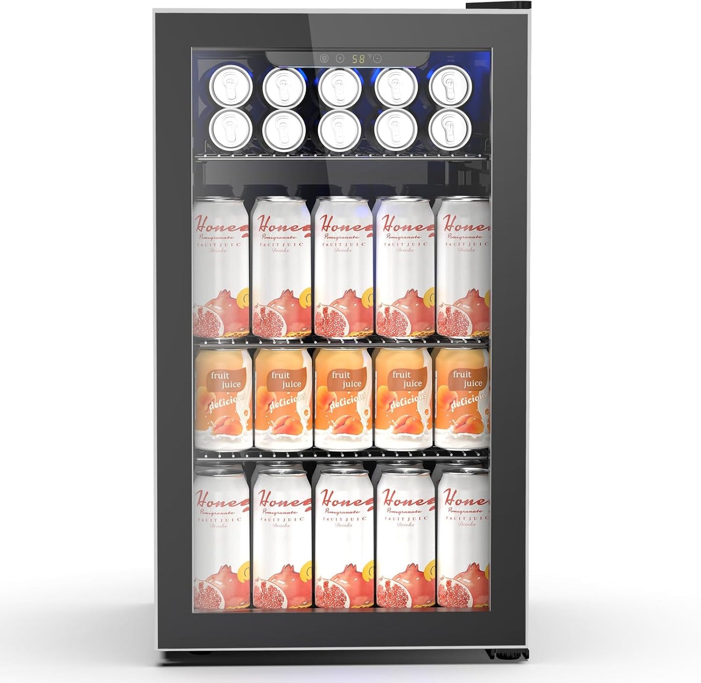 26 Bottle Wine Cooler 130 Can Beverage Refrigerator, Small Freestanding Cabinet Wine Cellar with 40℉-61℉ Temperature Control Glass Door, Black