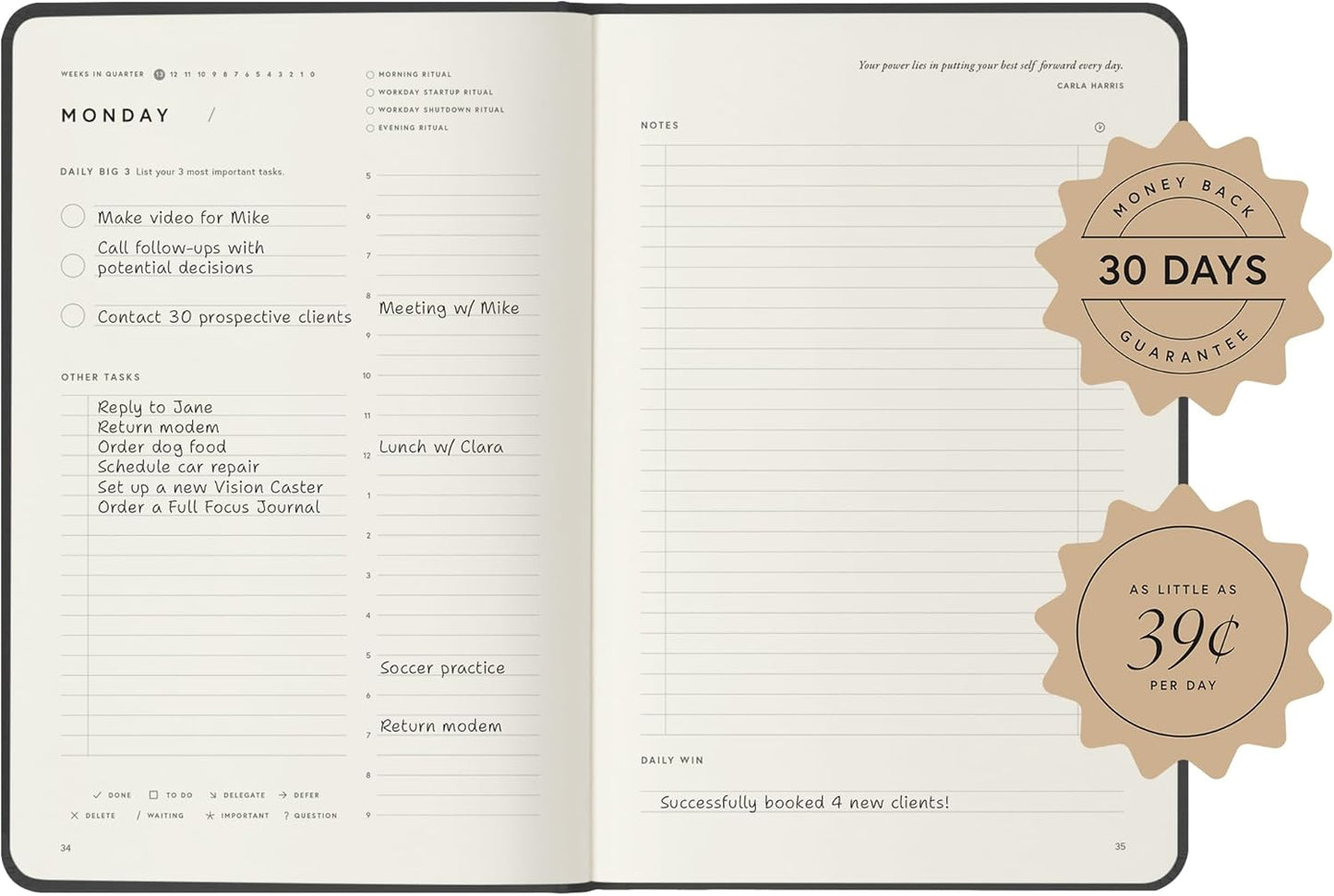 Full Focus Latte Linen Planner by Michael Hyatt - The #1 Daily Planner to Set Annual Goals, Increase Focus, Eliminate Overwhelm, and Achieve Your Biggest Goals - Hardcover