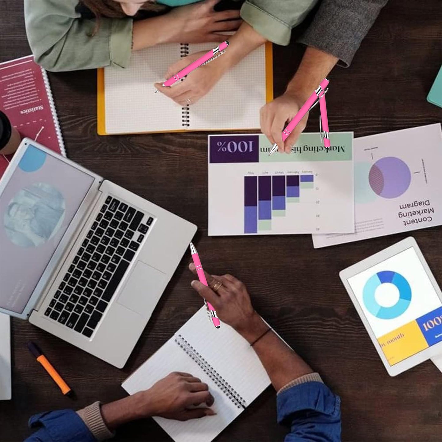 12 PCS 2 in 1 Stylus Ballpoint Pen with Stylus Tip, 1.0 mm Black Ink Metal Pen Stylus Pen for Touch Screens (Silver & Pink)