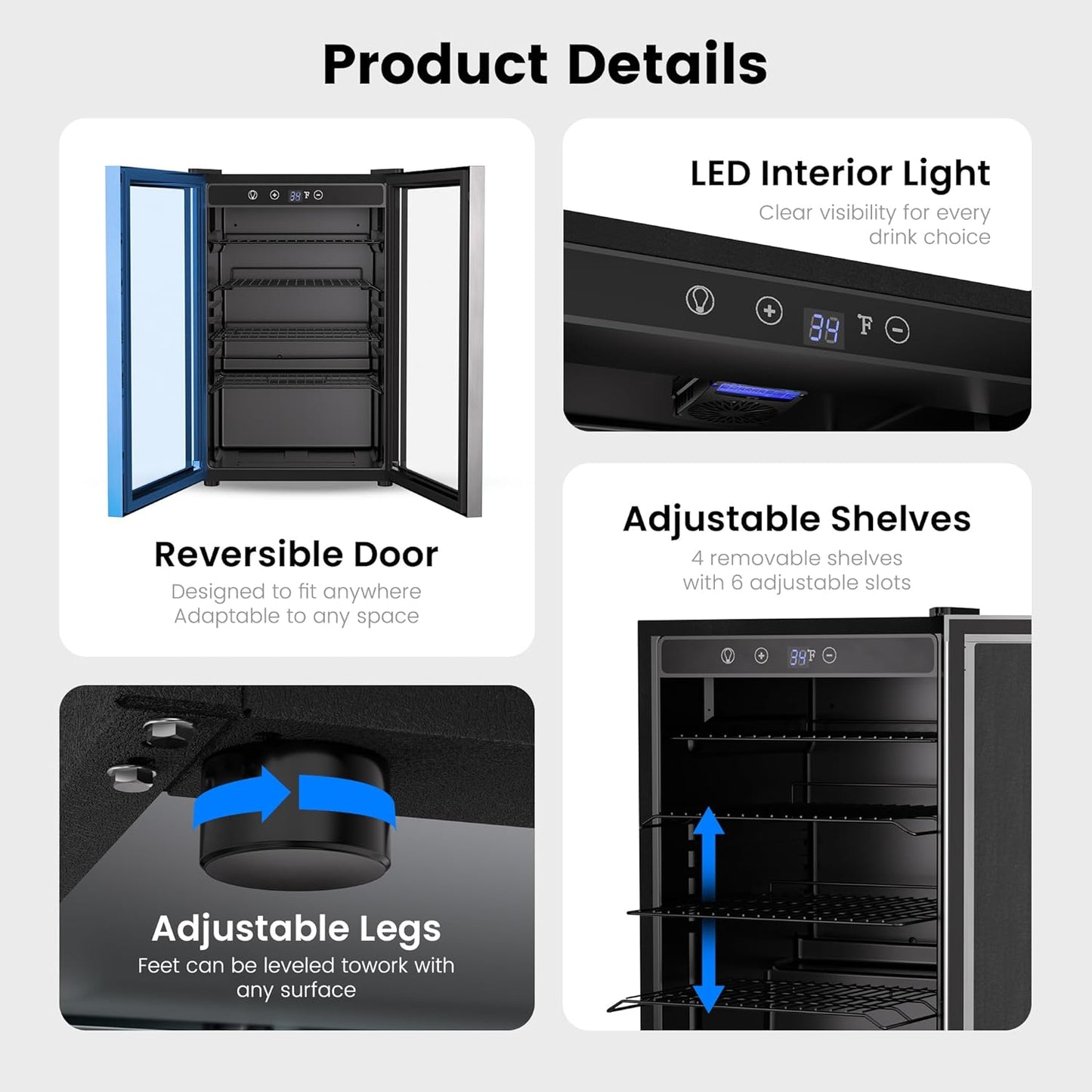 145 Can Beverage Refrigerator Cooler - 4.5 Cu.Ft Mini Fridge Glass Door, Soda Wine Beer Drink Fridge, Small Refrigerator for Bedroom Office Home Bar Dorm, Digital Temperature Control, Silver