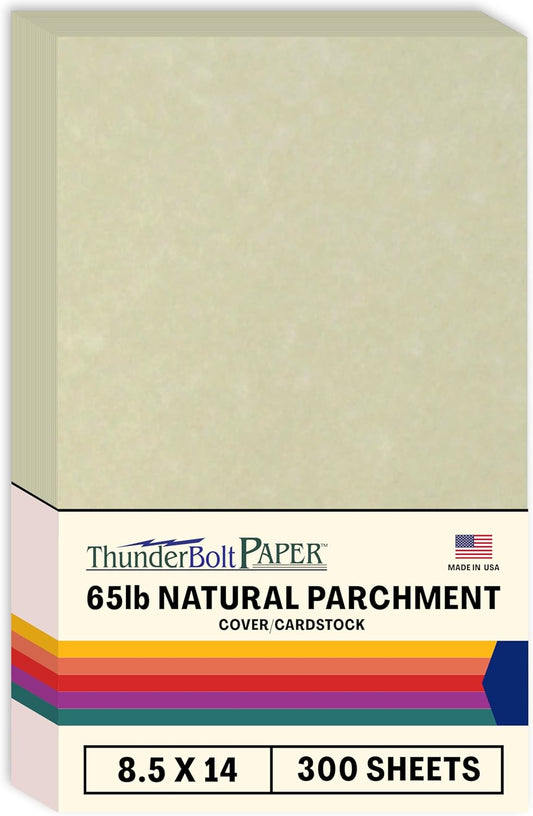 300 Natural Parchment 65lb Cover Paper Sheets 8.5X14 Inches Cardstock Weight Colored Sheets 8.5X14 Inches Legal|Menu Size - Printable Old Parchment Semblance