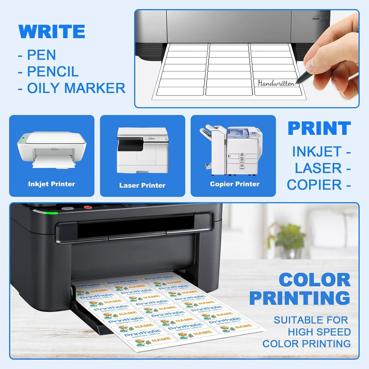 3000 30 Per Sheet Self Adhesive 1" x 2-5/8" Address Shipping Labels for Laser & Inkjet Printers, 100 Sheets, 30 Per Labels Per Page