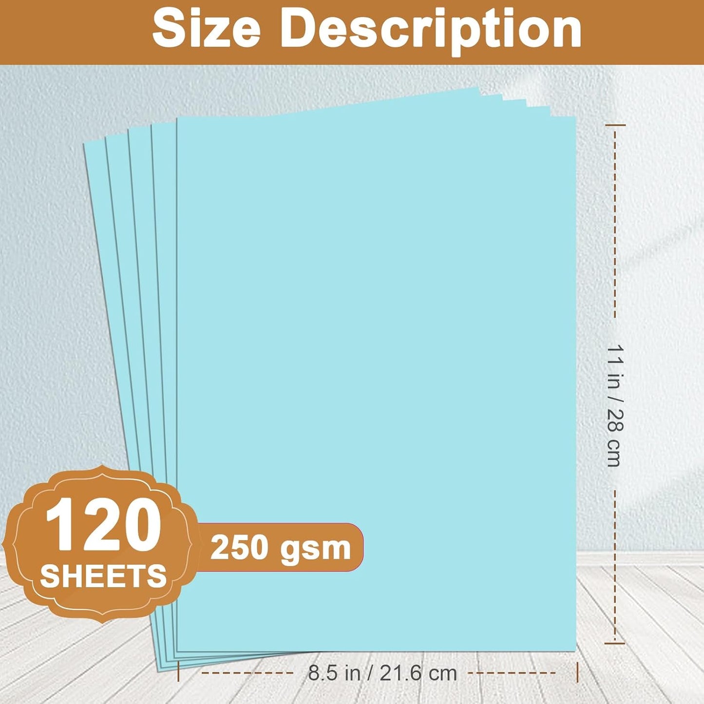 120 Sheets Blue Cardstock 8.5 x 11 Craft Paper, 250gsm/92lb Heavyweight Card stock Printer Paper for DIY Cards Making, Wedding Invitations, Birthday Decorations, School Crafting