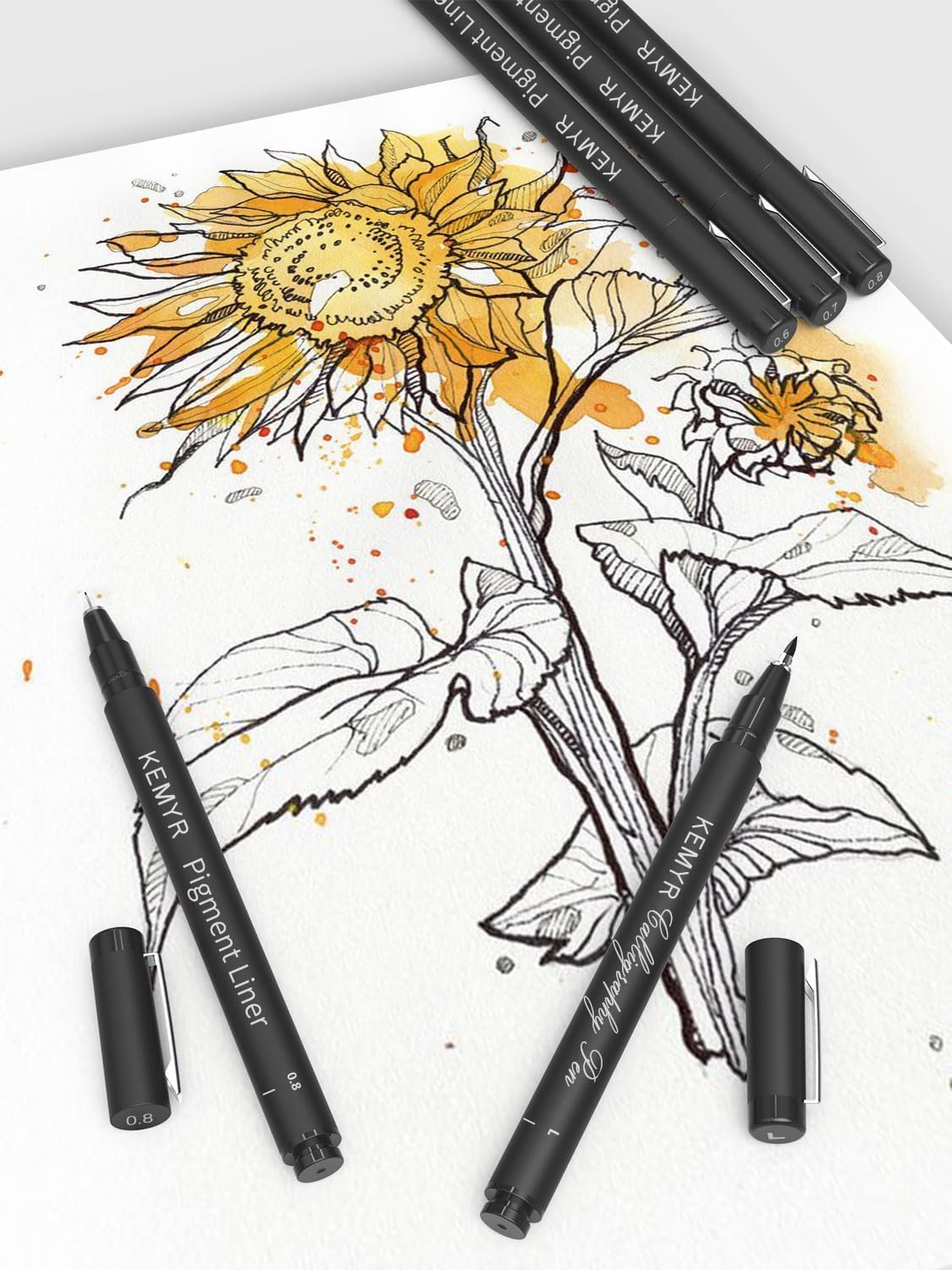 4 Micro Fine liner Drawing Art Pens Calligraphy Pens: 0.3mm Size Black Art supplies Waterproof Archival Black Ink Markers For Artists,Use for Professional Watercolor,Sketching