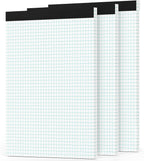 Grid Paper Pads 8.5 x 11, 3 Pack, 4x4 Blue Quad Graph Paper Pads 8.5 x 11, White Quadrille Pad, Easy Tears Off, Cardboard Backing, Grid Notebook 8-1/2" x 11", 70 GSM Graft Paper, 30 Sheets/Pad
