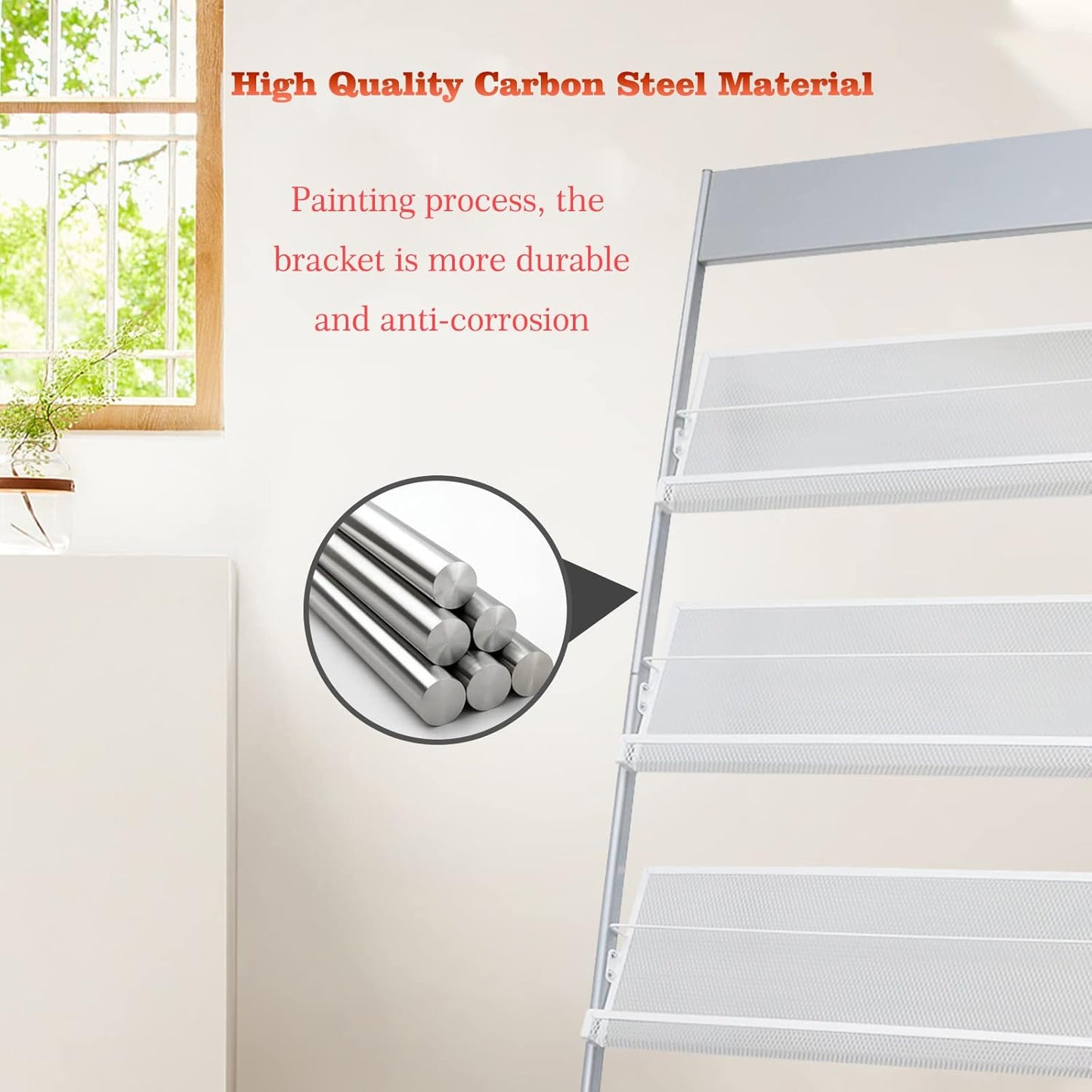 4-Layer Iron Magazine Rack with Wheels, Newspaper Rack, Display Rack, Silver (63)