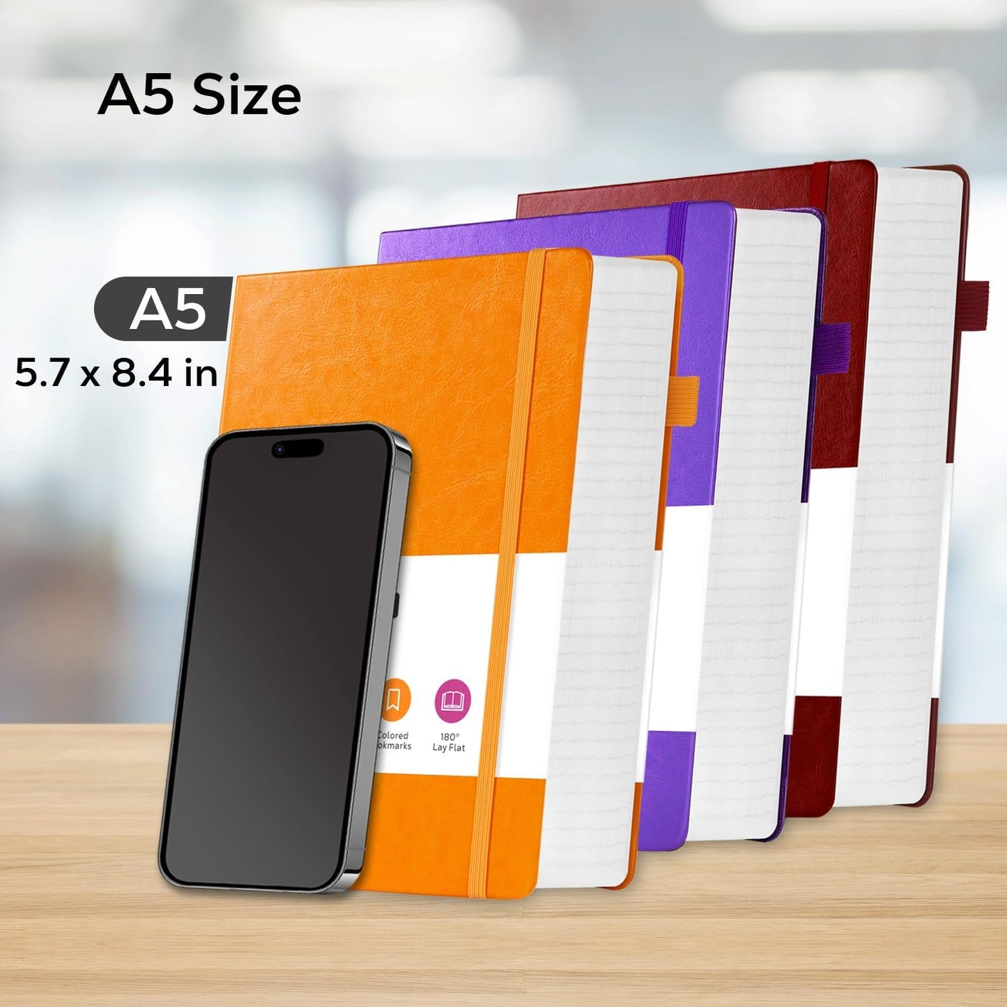 3 Pack Lined Journal Notebooks, A5 Thick Notebook Journal Set for Work Writing, 320 Pages Hardcover Leather Bound Notebook Bulk for Women Men Office School, 5.7'' X 8.4'', Multicolor