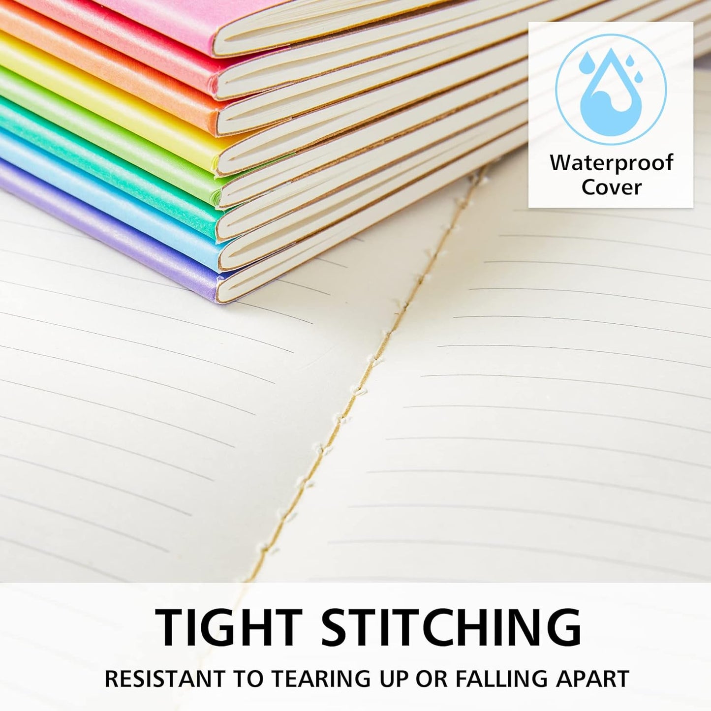 32 Pack Composition Notebooks Bulk, Feela Kraft Cover Lined Blank College Ruled Composition Travel Journals with Rainbow Spines For Women Students Business, 60 Pages, 8.3”x 5.5”, A5, 8 Colors