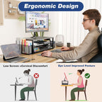 Desk Organizers and Accessories, 2-Tier Computer Monitor Stand Riser with Drawer and 2 Pen Holders, Laptop Stand, Office Desk Accessories for Office Supplies, Green