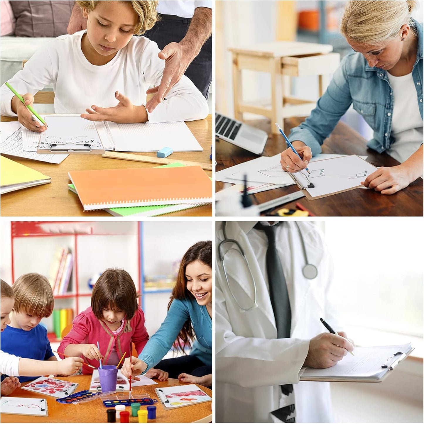 HappyHapi Mini Clipboards 32 Pack Memo Size 6 x 9 Inches Bulk Small Clip Boards for Classroom School Supplies, Eco-Friendly Wood Hardboard A5 Low Profile with Hang Tab for Home, Office, Traveling