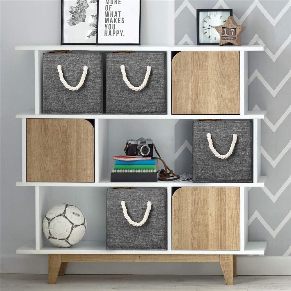 Gray Foldable Polyester Fabric Storage Bins Cube Organizers,10.5x10.5x11inch,for Organizing The Clutter In The Home or Office,Set of 4,Q-ST-59-4
