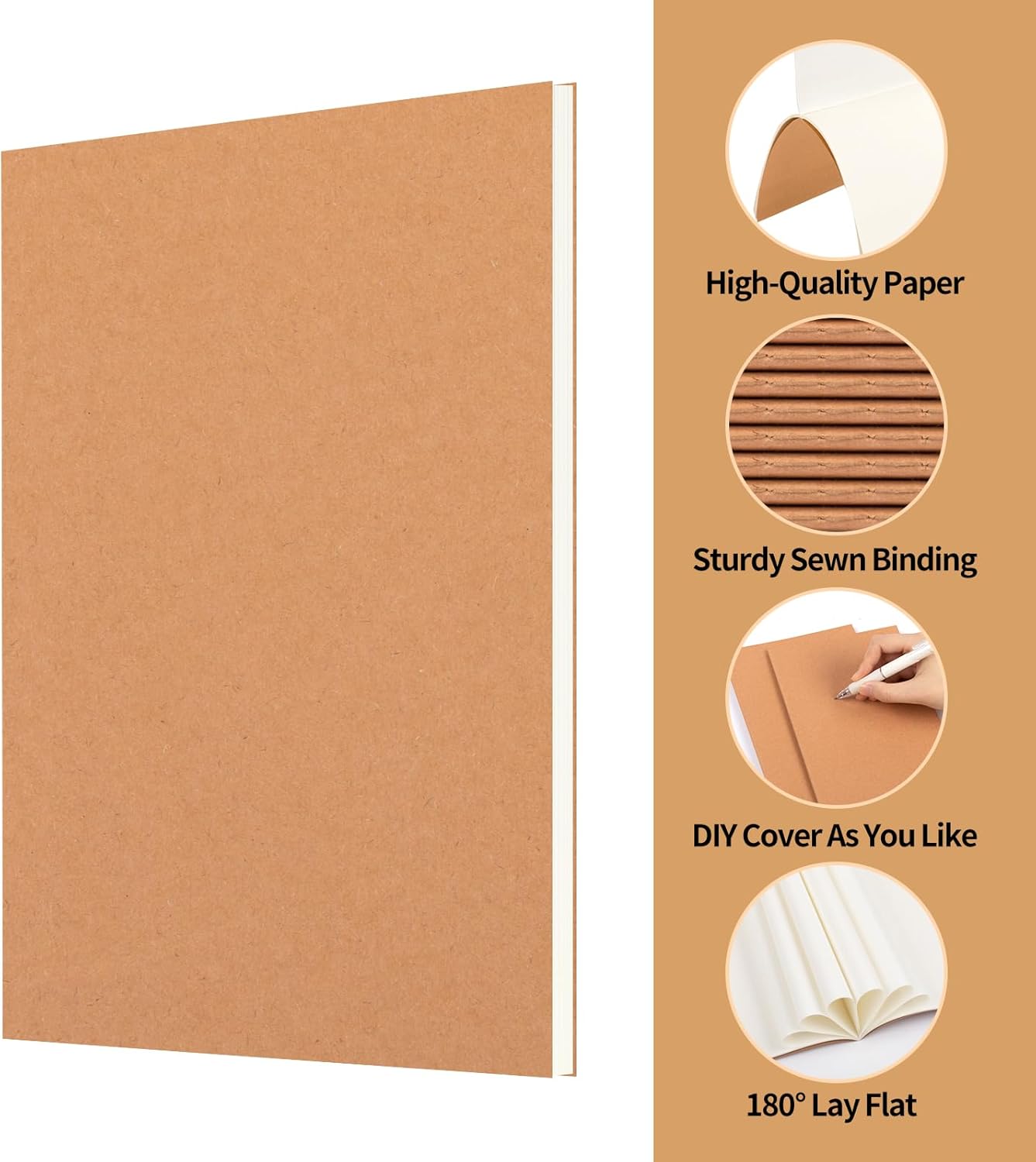 100 Pack A5 Blank Kraft Notebooks Bulk, Journaling Notebooks, Soft Cover Composition Notebook, 8.3x5.5 Inches 60 Pages Travel Journal Notebooks Set for Work, School, Student, Kids, Writing