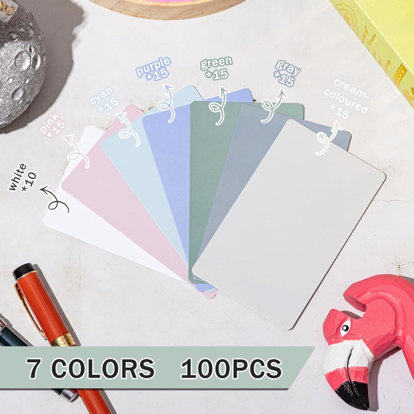 Harloon 100 Pcs Dry Erase Index Cards 3 x 5 Inch Laminated Reusable Dry Erase Note Cards Sheets for Office to Do List(Morandi)