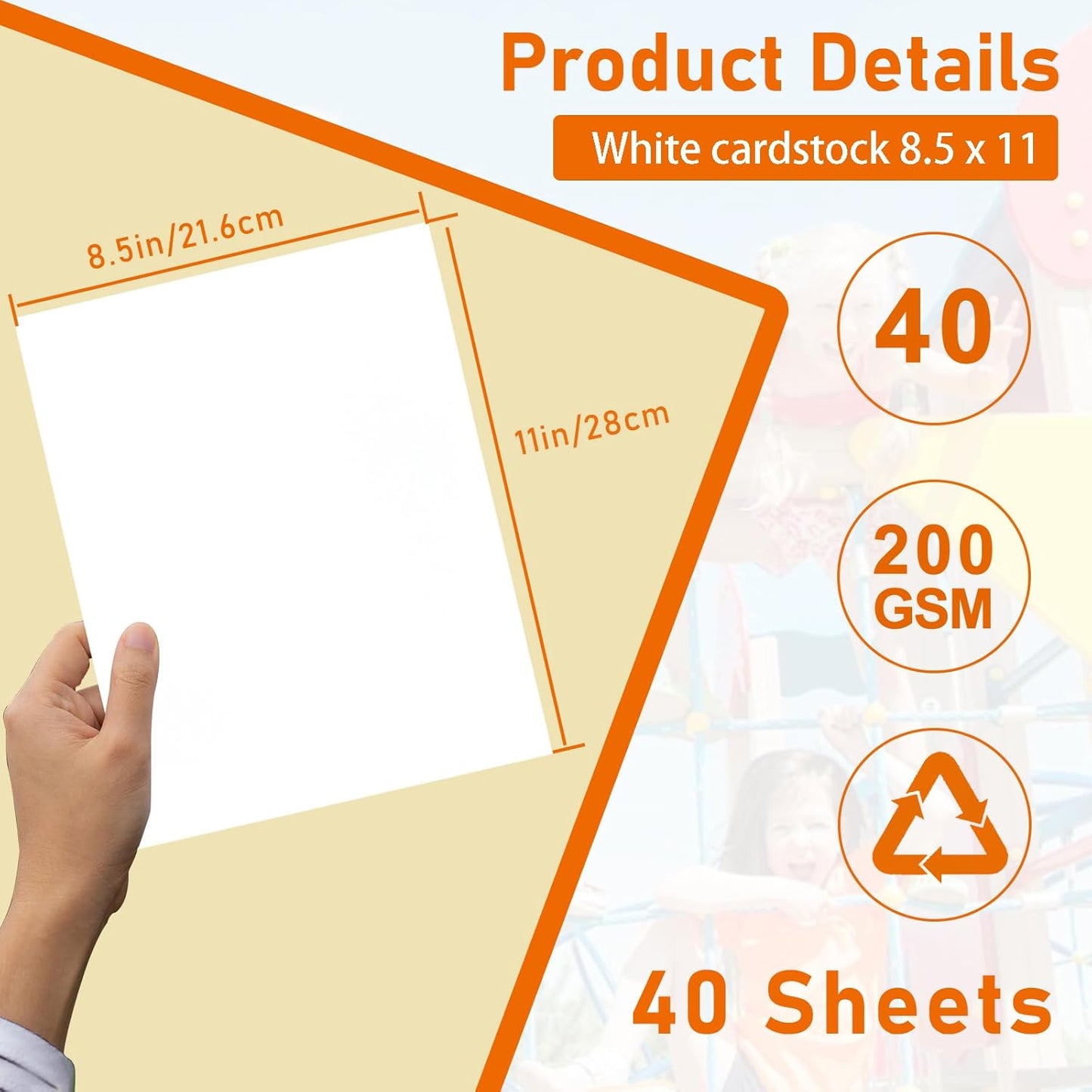 40 Sheets Bright White Cardstock 8.5 x 11 Printer Paper, 75lb Thick Craft Paper Card Stock for Wedding Invitations, Memus, DIY Making Cards, Business Cards, Menus, Birthday