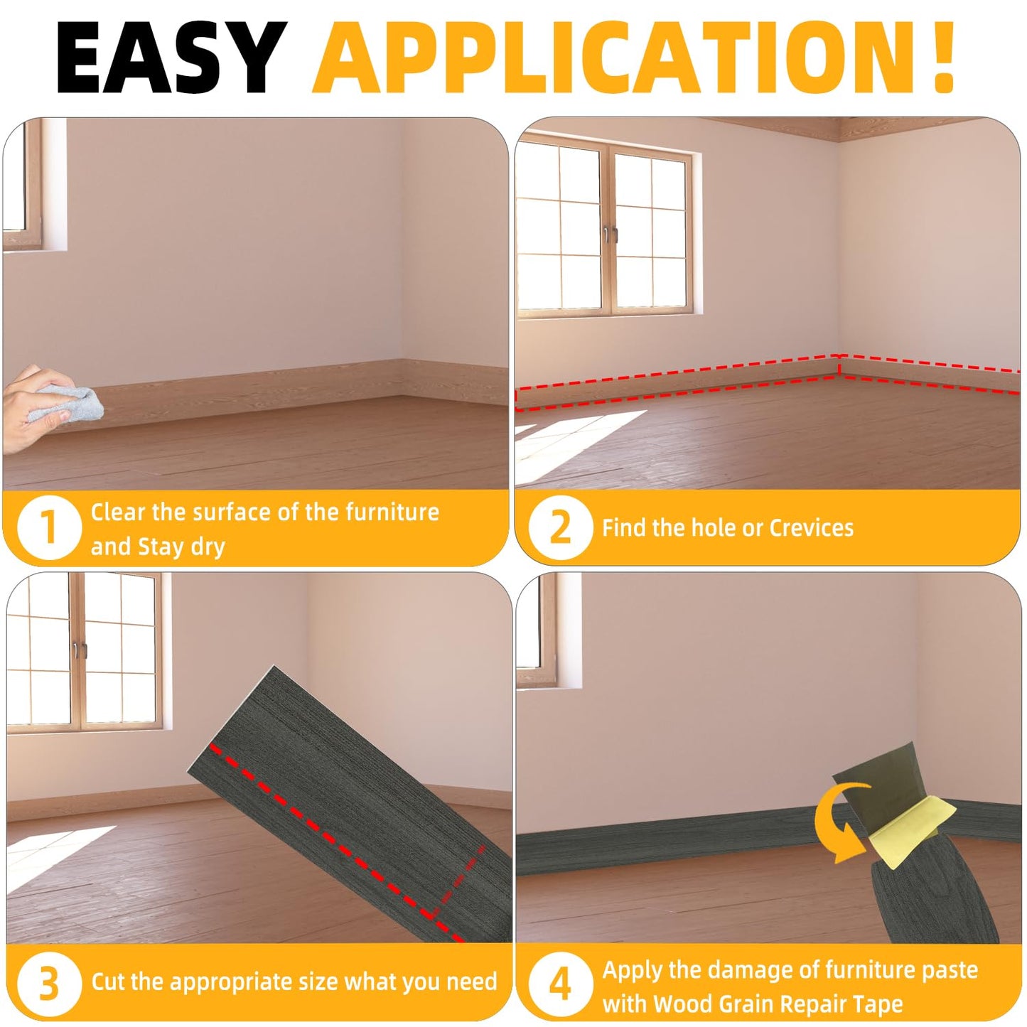 GSCIT Club Dark Walnut Wallpaper, 24 inch X 15ft Self Adhesive Wood Grain Repair Tape Patch for Tables, Chairs, Baseboards, Doors, Windows, Floors, Handicraft DIY.