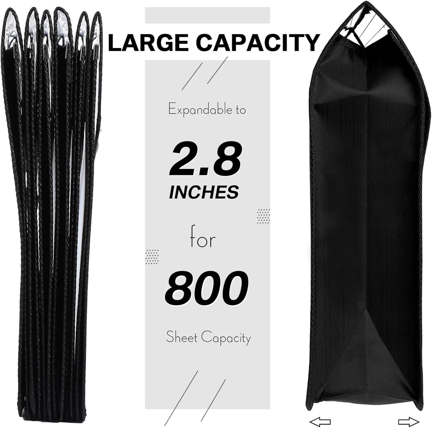 10 Pieces Plastic File Folders Envelope Expanding File Wallet Organizer Documents Folder with Snap Closure and Pocket B4 Waterproof Transparent Pouch for School Office(Black,Horizontal)