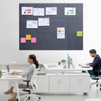 Large Cork Bulletin Board - 48" x 36" Cork Board for Walls - 12 Pack Felt Wall Tiles with Safe Removable Adhesive Tabs - Bulletinboard for Office Classroom Home Decor - Drak Grey