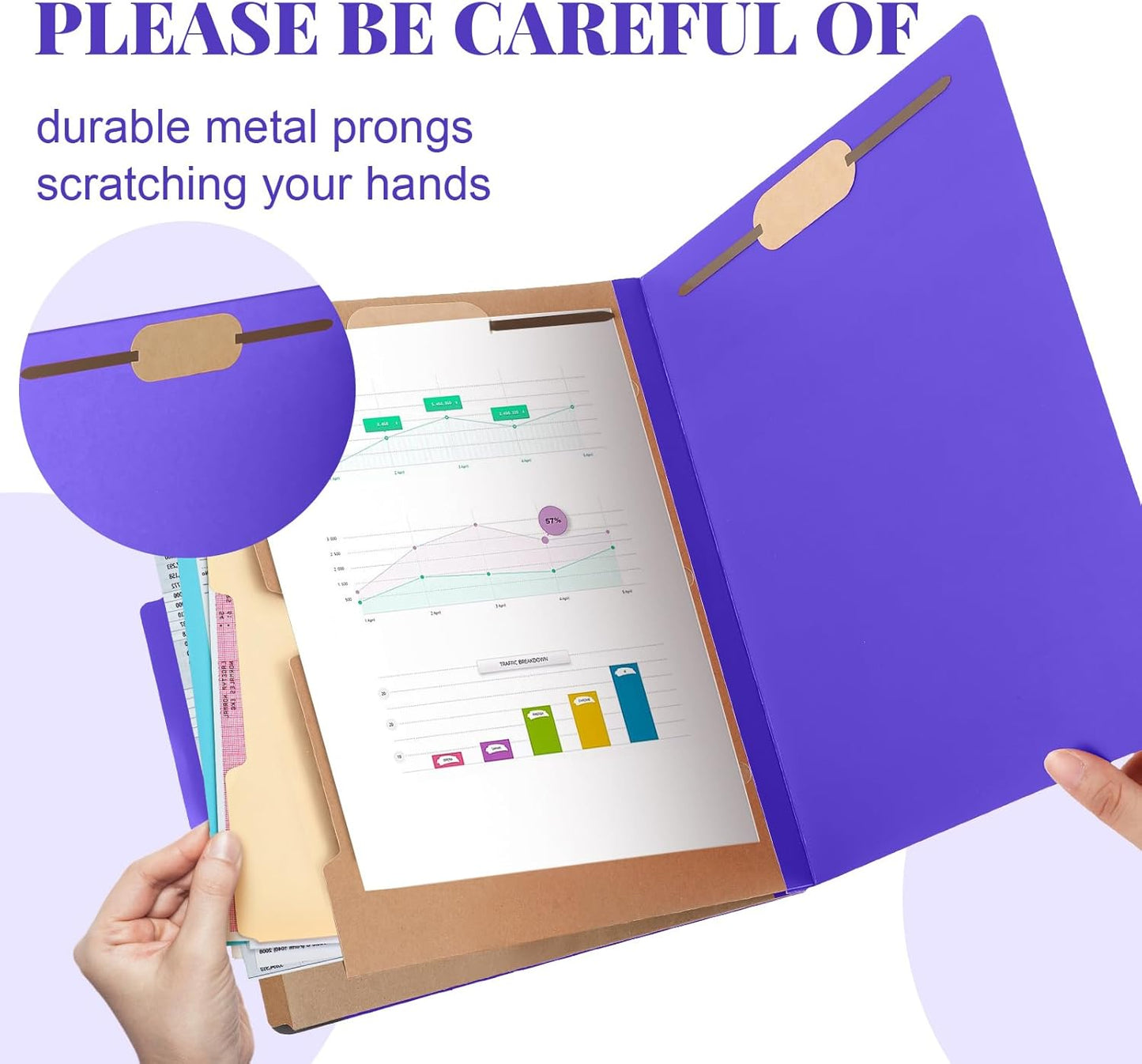 24 Pcs Classification Folders Letter Size, 2 Pocket Dividers Pressboard File Folder with Fasteners, Expanding File Organizer Bulk for Teachers, Clergy, Office, Church, Christmas (Purple)