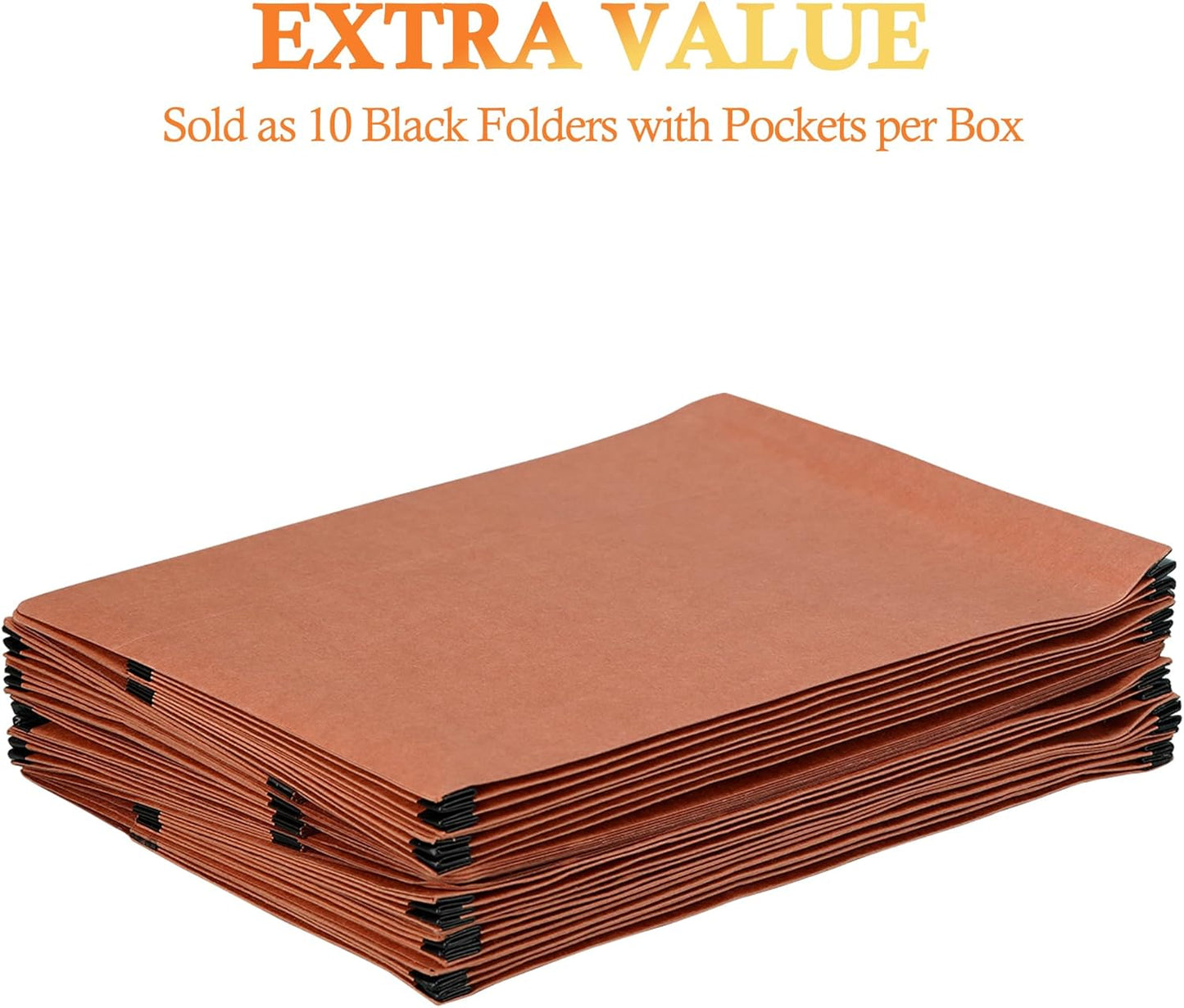 10 Packs Expanding File Pockets,5-1/4"" Expandable Folder Bag,Expandable File Folders Letter Size,Accordion File Organizer for Office,School,Home,Kraft