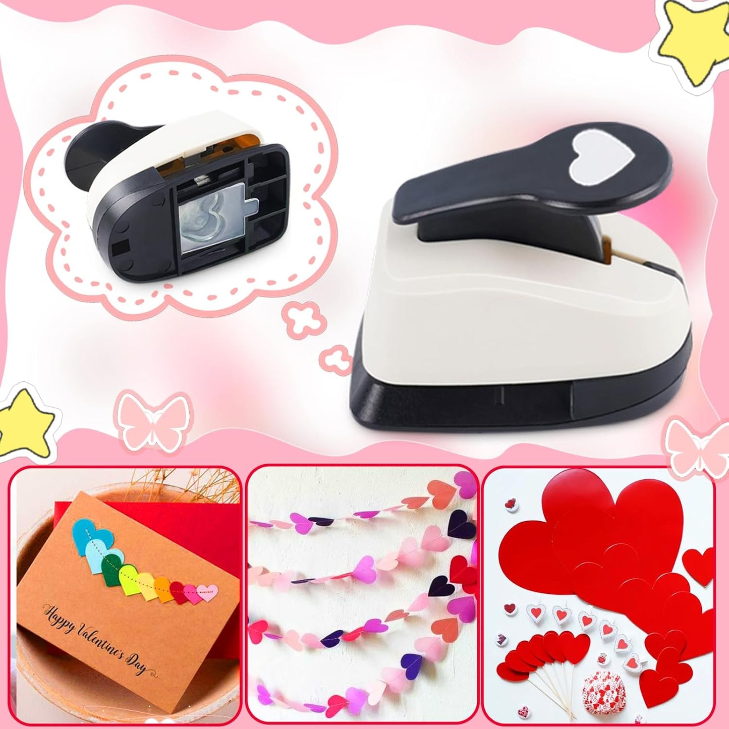 Heart Hole Punch, Paper Punches, HeartPunches for Paper Crafts, Heart Puncher, Hole PuncherHeart, Shaped Hole Punch, 1 inchHeart Paper Punch, 5/8 inch HeartHolePuncher, 3/8 inch Hole Punches Set