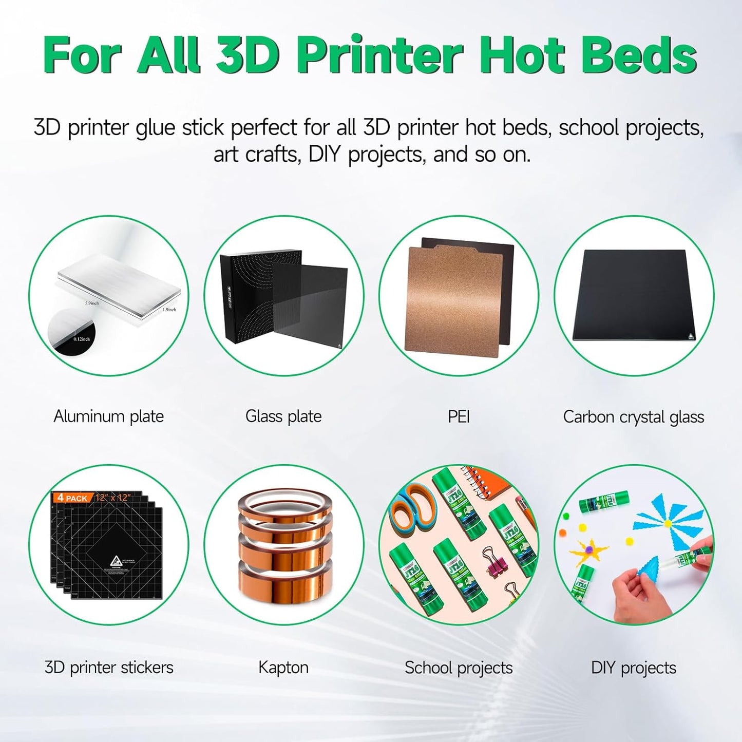 3D Printer Glue Sticks, 36 Grams Each PVP Solid Glue Sticks for Hot Bed Plate, Washable, Non-Toxic, Reduce Warping for PLA, ABS, PETG, HIPS, TPU Filament on PEI, Glass, Aluminum, Buildtak Board, 3Pcs