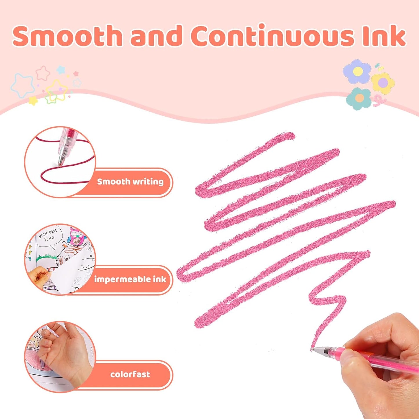 36 Color Glitter Gel Pens, 40% More Ink Colored Gel Markers Fine Point Pens, Aesthetic Cute Preppy Stuff School Supplies, Mothers Day Gift for Mom Kids Artist Adult Coloring Books Cards Craft Drawing